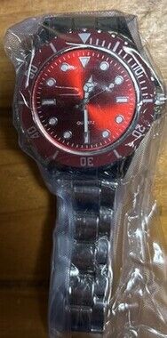 Quartz Business Watch – Elegance & Precision - Red Face w/Stainless Steel Band